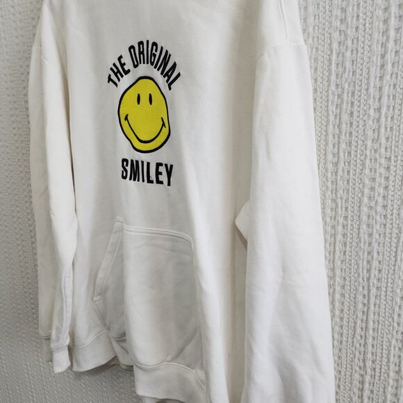 H&M Smiley Face Hoodie White Collab Graphic Pullover Sweatshirt Hoodie Men’s XL - Picture 11 of 14